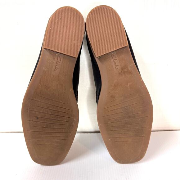 CLARKS Sarafyna Iris Loafer Women's 8 Black Leather Tortoiseshell Preppy Classic - Picture 7 of 8